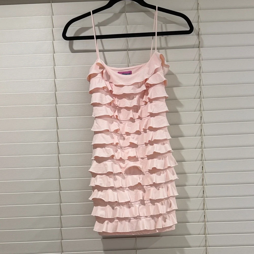 Edikted Pink Ruffle Mini Dress - Picture 1 of 6